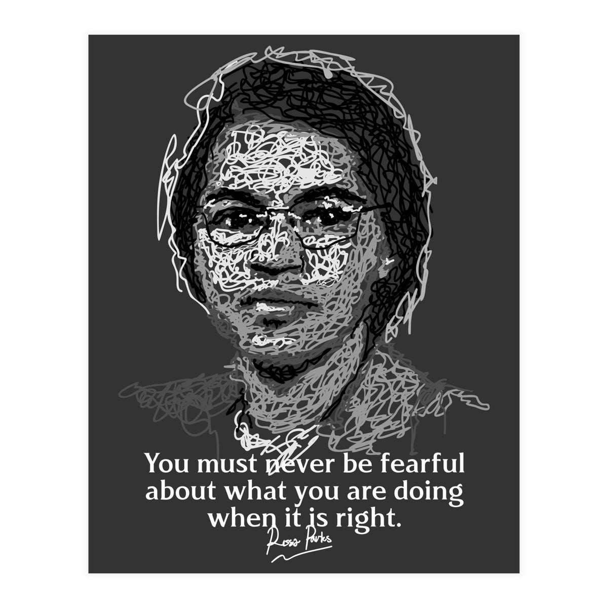 Rosa Parks  American Activist Legend in Scribble Art (Print Only)