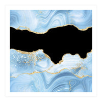 Blue & Gold Glitter Agate Texture 03  (Print Only)