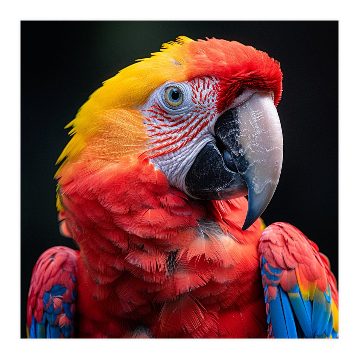 Scarlet Macaw Parrot Headshot Vibrant Colors (Print Only)