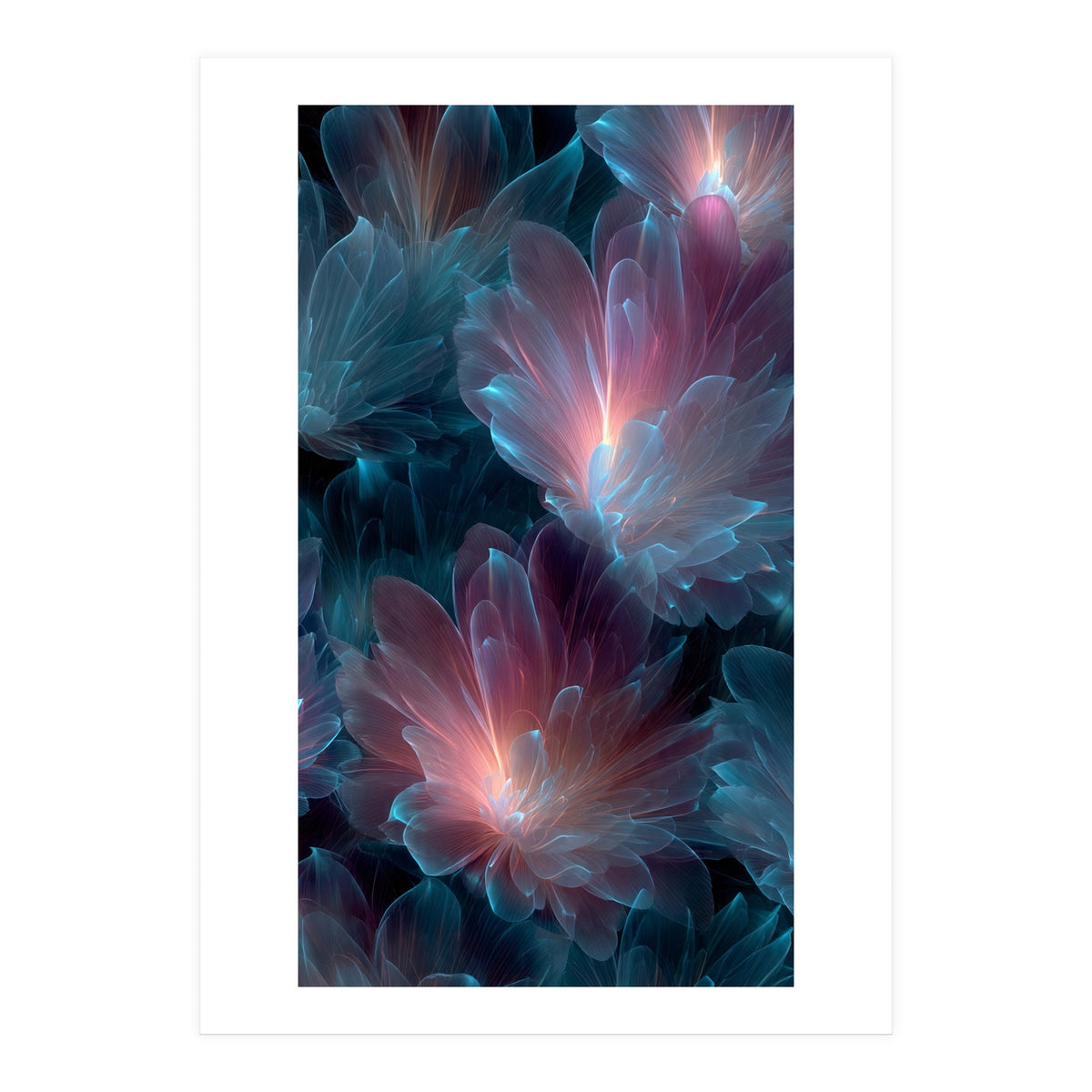 Luminous Bioluminescent Floral Abstract (Print Only)