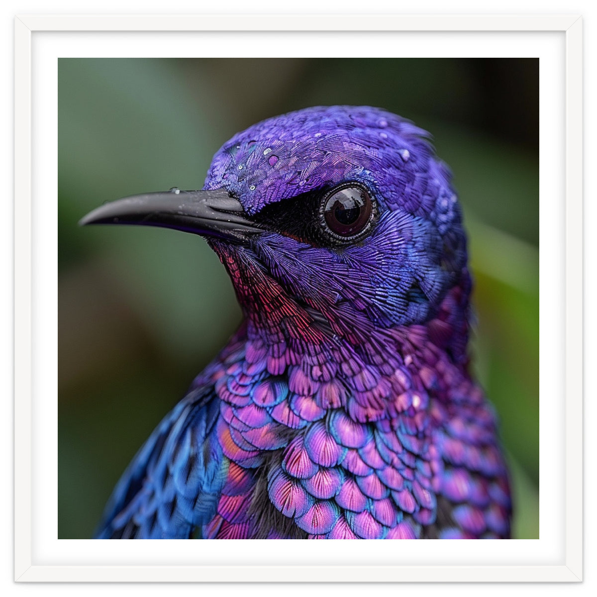 Vibrant Purple Bird With Water Droplets