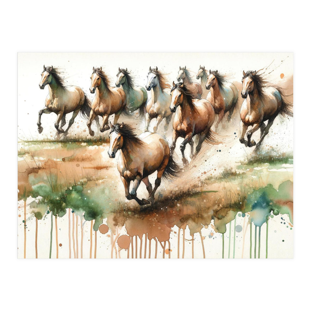 Galloping Horse Herd (Print Only)