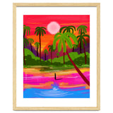 My Shadow & I, Sunset Painting Lake Beach Seashore, Tropical Nature Landscape Colorful Bohemian Traditional, Travel Concept Companion thumbnail