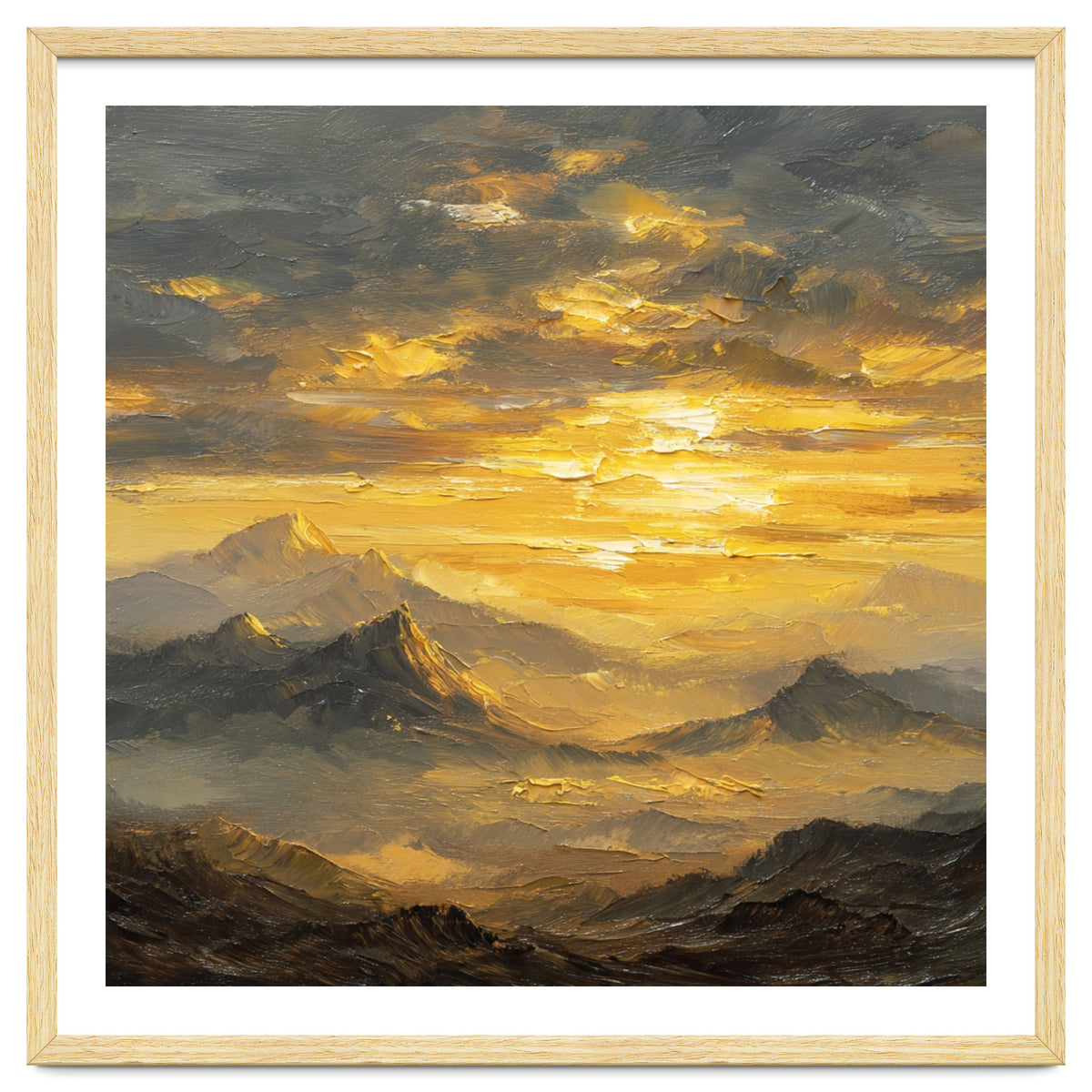 Vibrant Golden Hour Horizon Over Distant Mountain Ridges