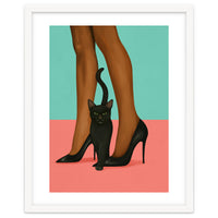 Woman In Heels With Black Cat