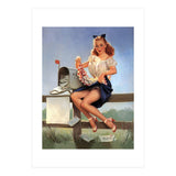 Countryside Pinup Girl Posing On A Fence With Love Letters And A Full Mailbox (Print Only) thumbnail