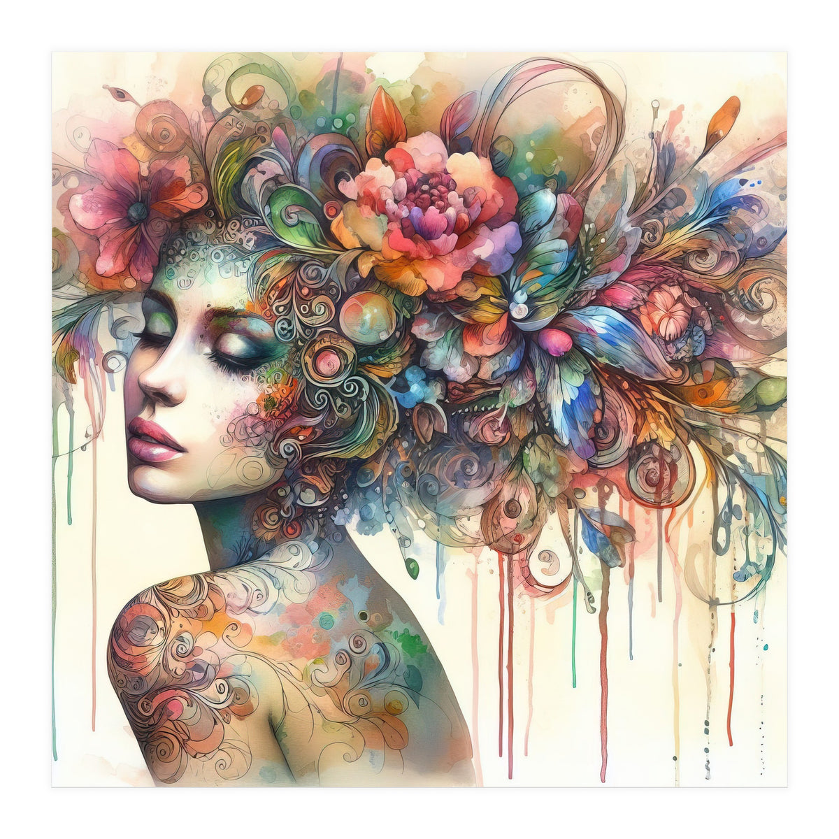 Dreamer with Floral Crown (Print Only)
