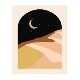 Desert Nights, Modern Bohemian Travel Sand Dunes, Eclectic Moon Stars Vintage Arc, Pastel Building Nature Landscape (Print Only) thumbnail