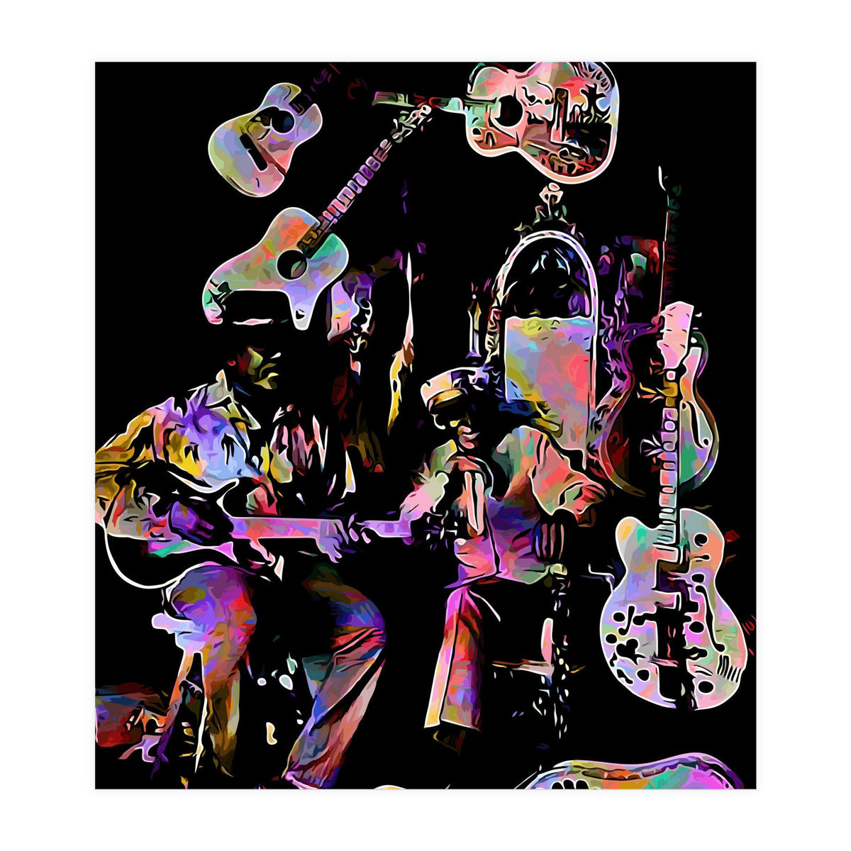 Cool John Ferguson And Captain Luke Blues Musician Legend Colorful (Print Only)