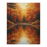 Golden Autumn Reflection: Impasto Forest Landscape (Print Only) thumbnail