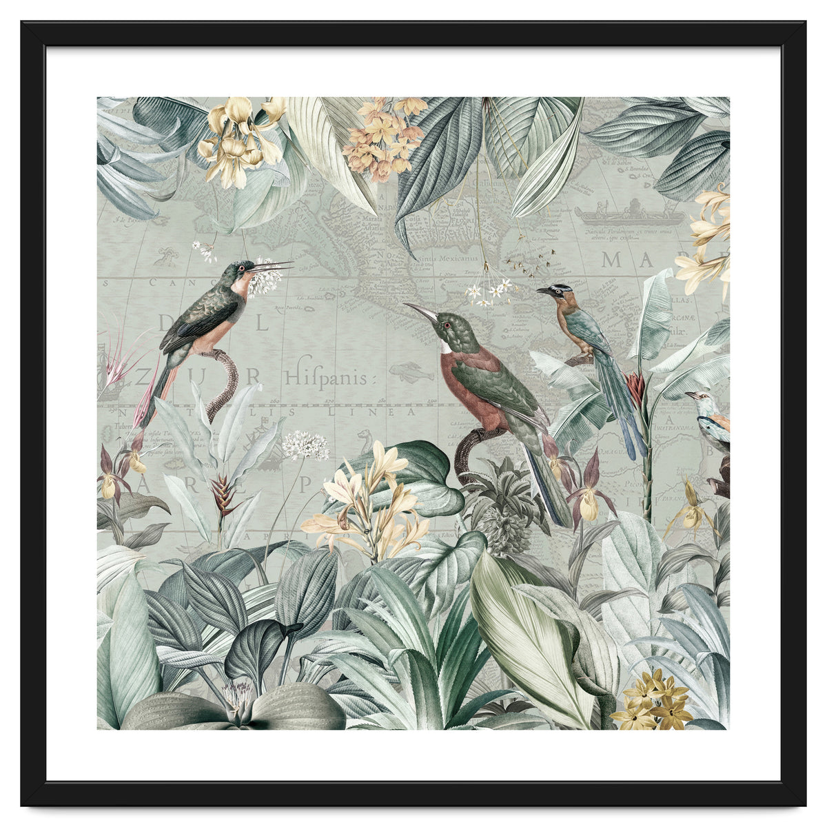 Vintage Exotic Birds Paradise Jungle