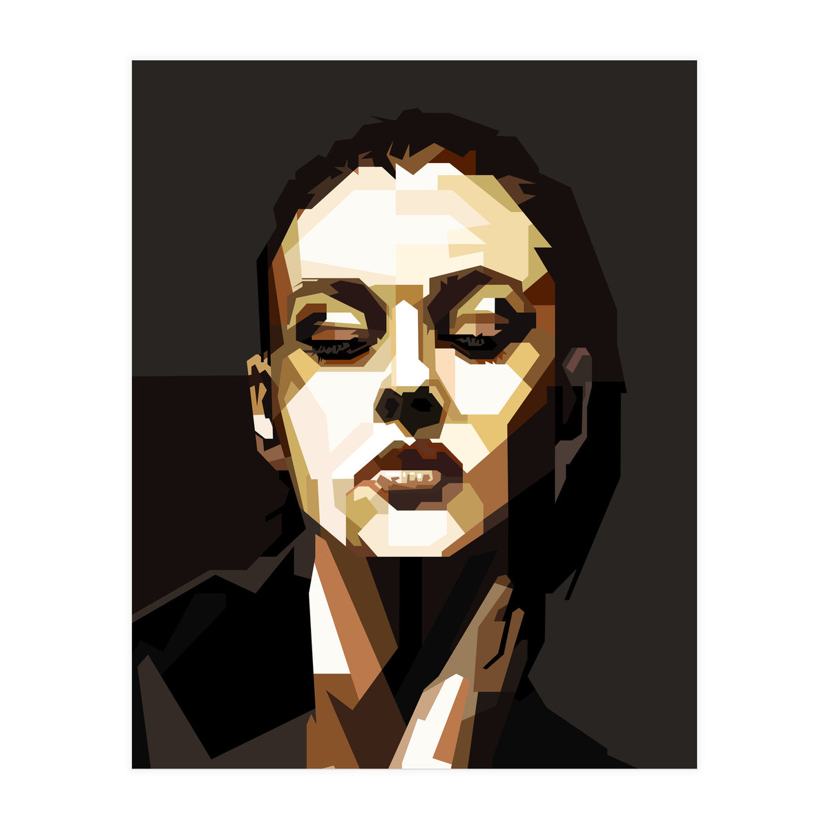 Monica Bellucci Hollywood Actress Retro Style Geometric Illustration (Print Only)