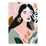 Reinvent, Beautiful Woman Girl Pastel Line Art, Minimal Botanical Nature Portrait, Modern Bohemian Drawing Nomadic Summer Self Love (Print Only) thumbnail