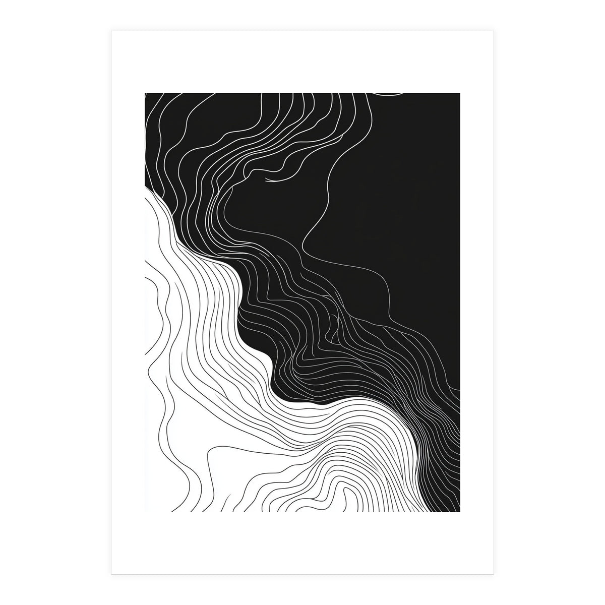 Abstract Black And White Wavy Lines Flowing  (Print Only)