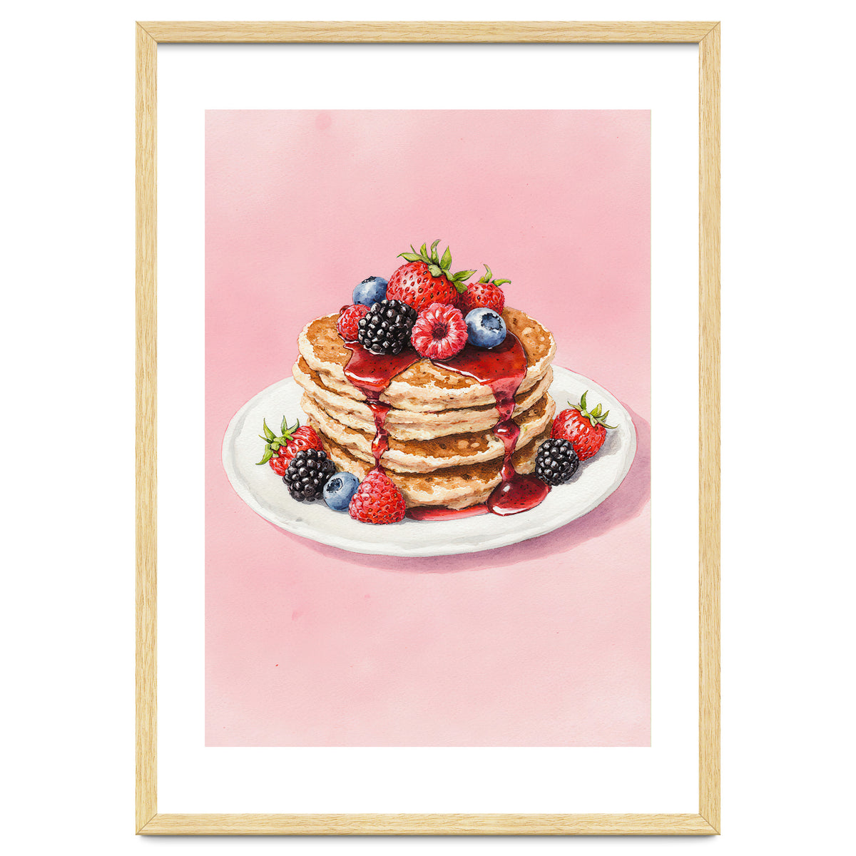 Berry Pancakes – Watercolor Breakfast Food