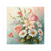 Elegant Pastel Floral Bouquet Illustration (Print Only)