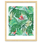 The Tropics | Jungle Botanical Bird of Paradise Illustration | Forest Palm Monstera Banana Leaves thumbnail