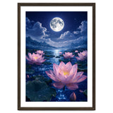 Moonlit Lotus Pond: Serene Nighttime Floral Landscape thumbnail