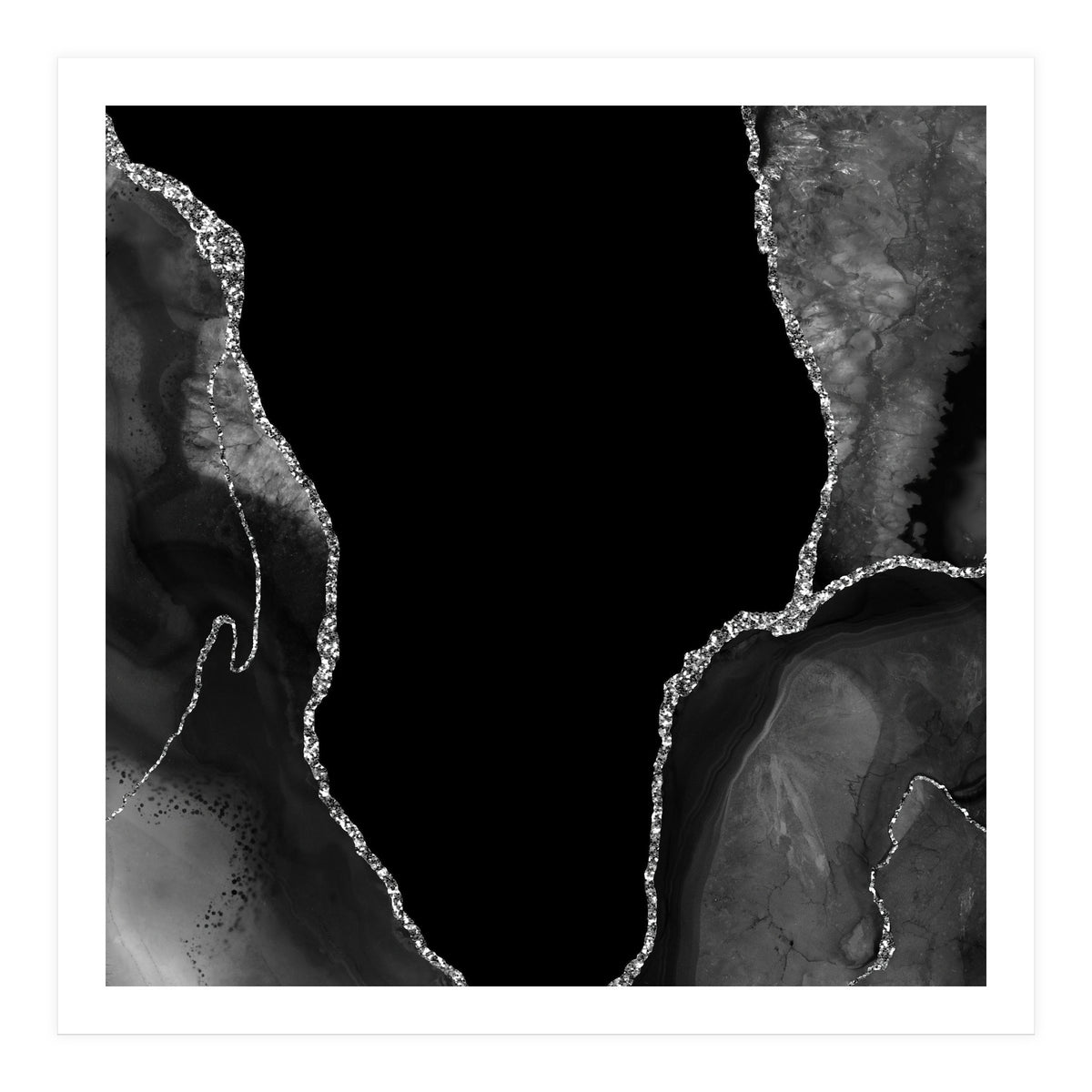 Black & Silver Agate Texture 03 (Print Only)