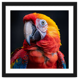 Scarlet Macaw Parrot Head Detailed Portrait Black thumbnail