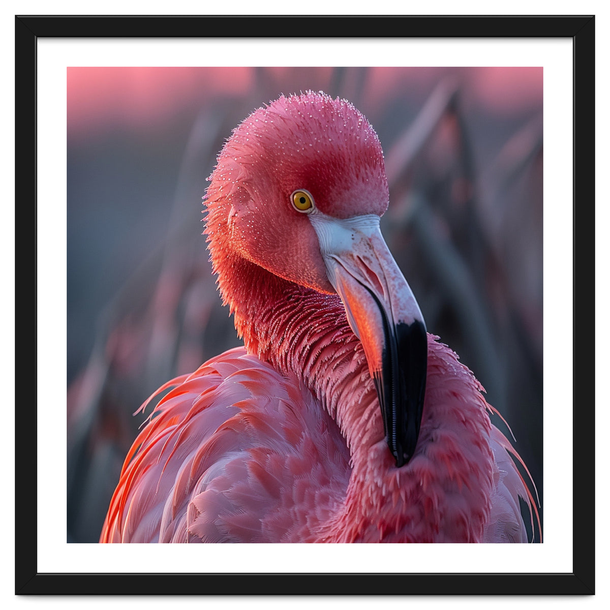 Pink Flamingo Bird Close Up Portrait