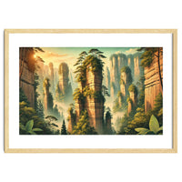 Vintage China, Zhangjiajie Stone Pillars Poster