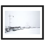 Street light and Bench in Winter snowscape thumbnail