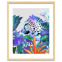 Holographic Leopard, Tropical Jungle Eclectic Nature, Colorful Botanical Wildlife, Boho Contemporary Animals, Tiger Cheetah Cat Maximalism