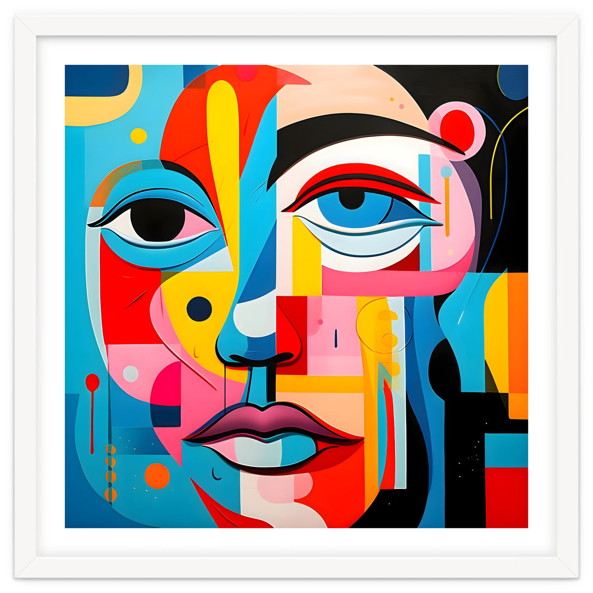 CUBIST HARMONY,  face, the essence of Cubist inspiration in a fragmented vibrant spectrum.