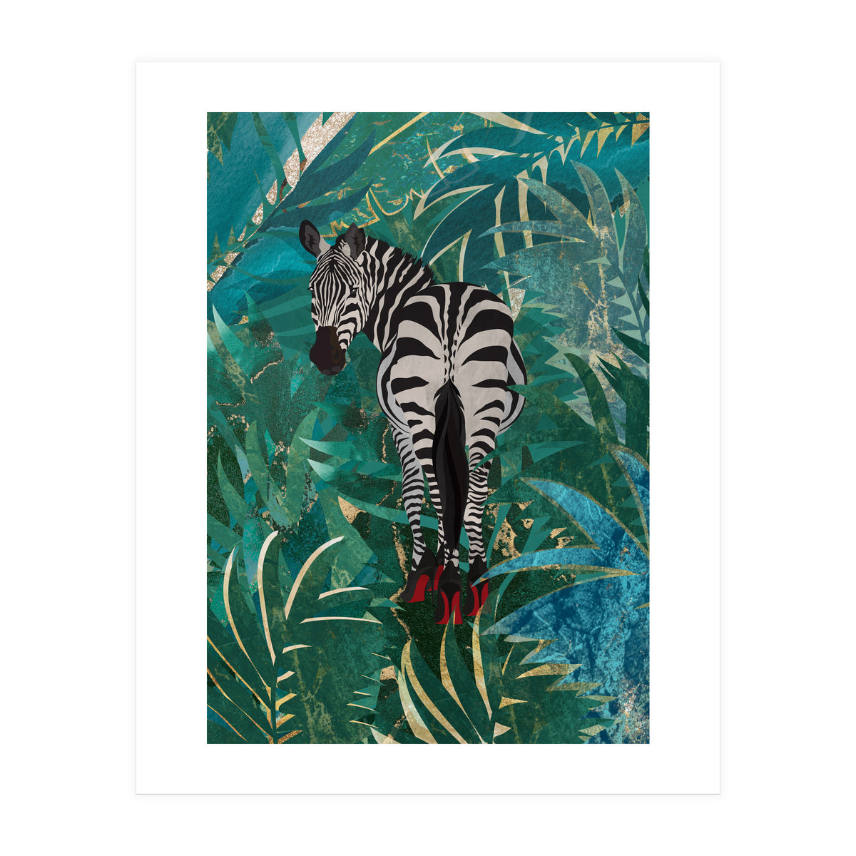 Zebra in the Jungle Heels  (Print Only)