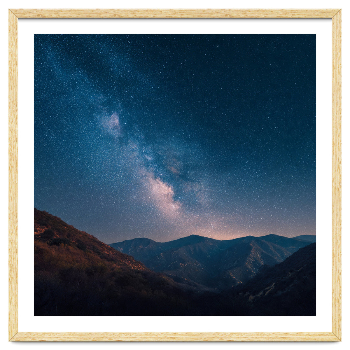 Majestic Milky Way Galaxy over Serene Mountain Range Night Landscape Illustration