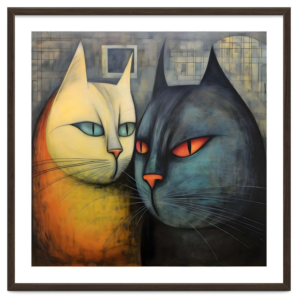 FURRY FRIENDS: GOLDIE AND CHARCOAL, lively duo of animated cats – green eyes, orange eyes. Whiskers charm.