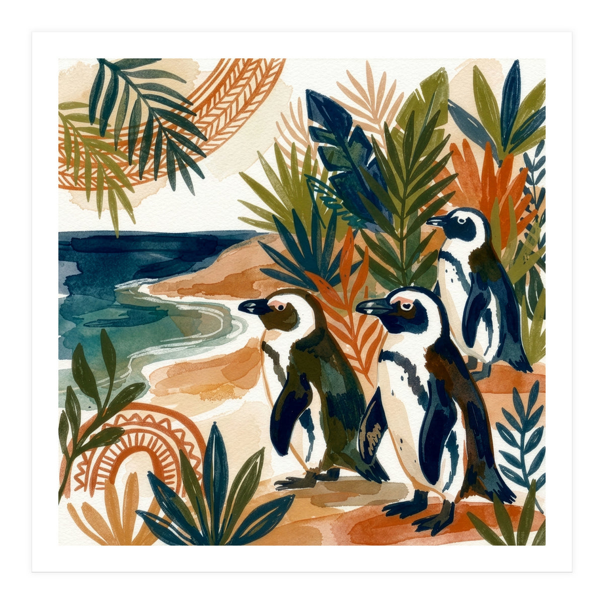 Beachside Penguin Gathering (Print Only)