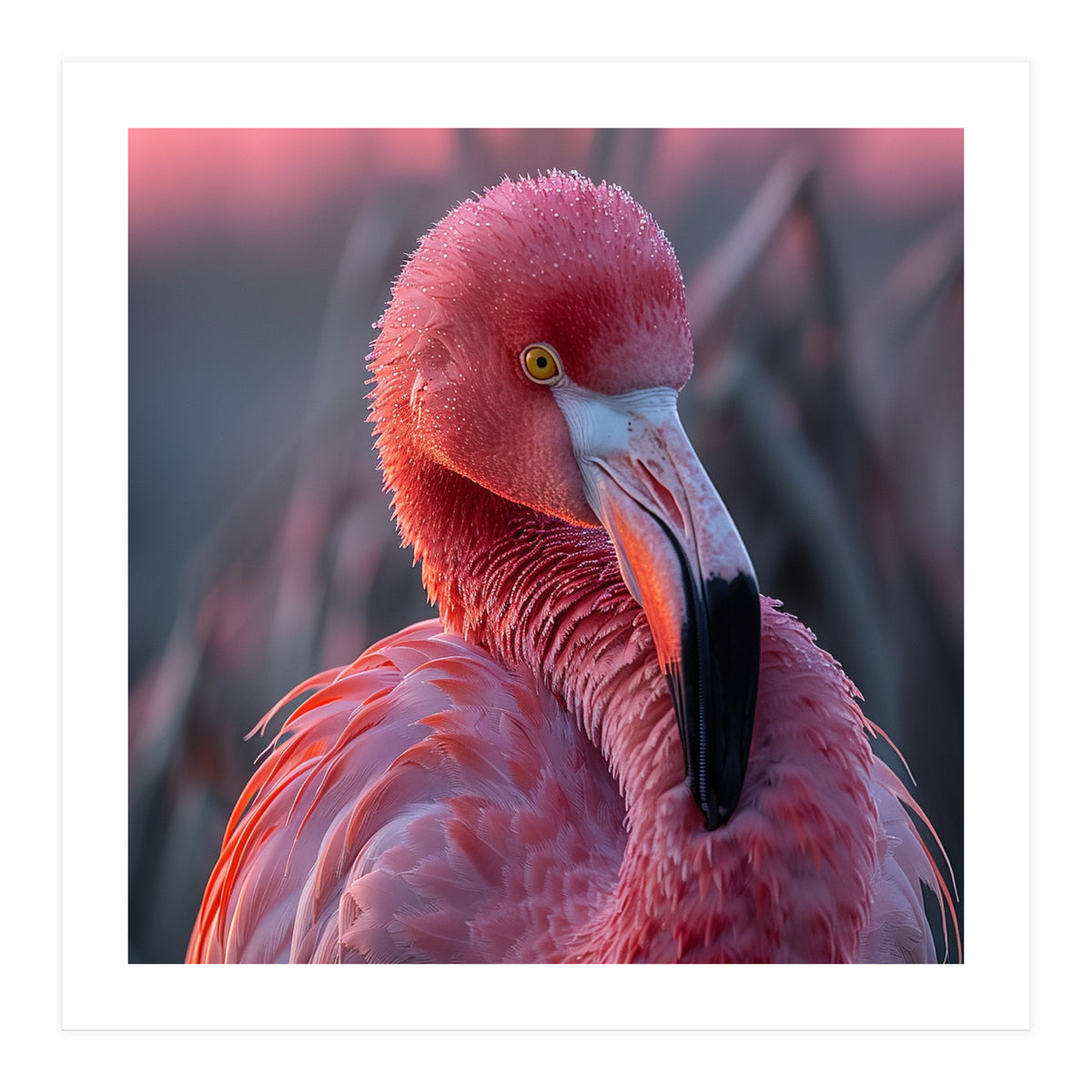 Pink Flamingo Bird Close Up Portrait (Print Only)