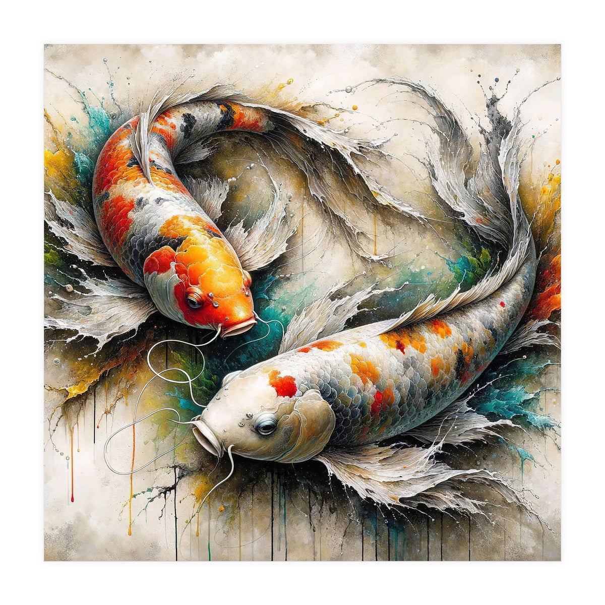 Watercolor Koi Fish Pair (Print Only)