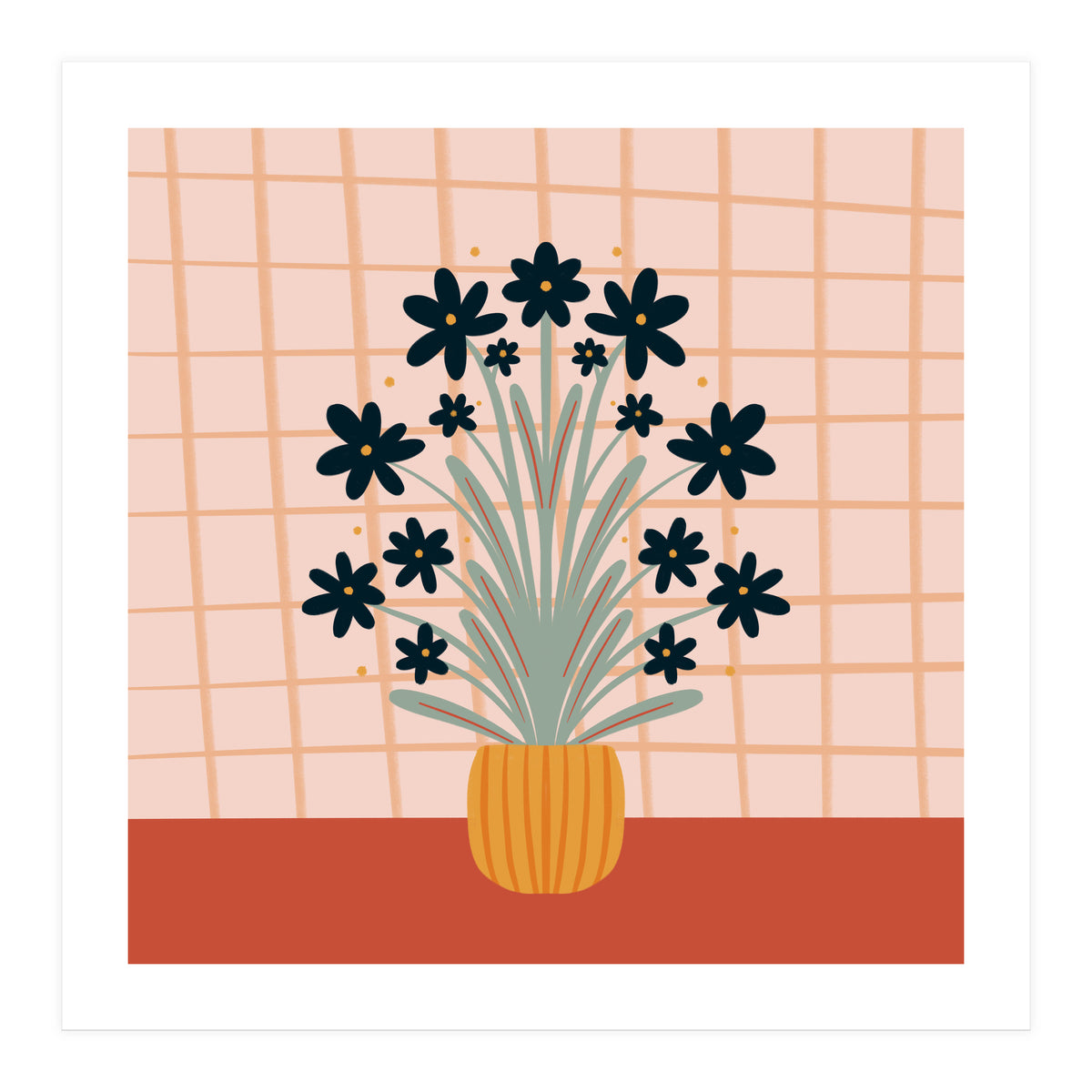 Floral Vase Orange (Print Only)