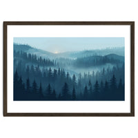 Misty Evergreen Forest: Moody Atmospheric Landscape