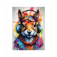 Squirrel In Headphones (Print Only)