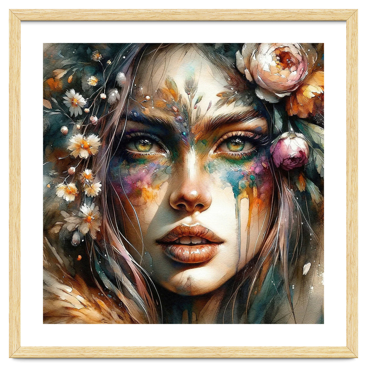 Floral Forest Druid Woman Portrait