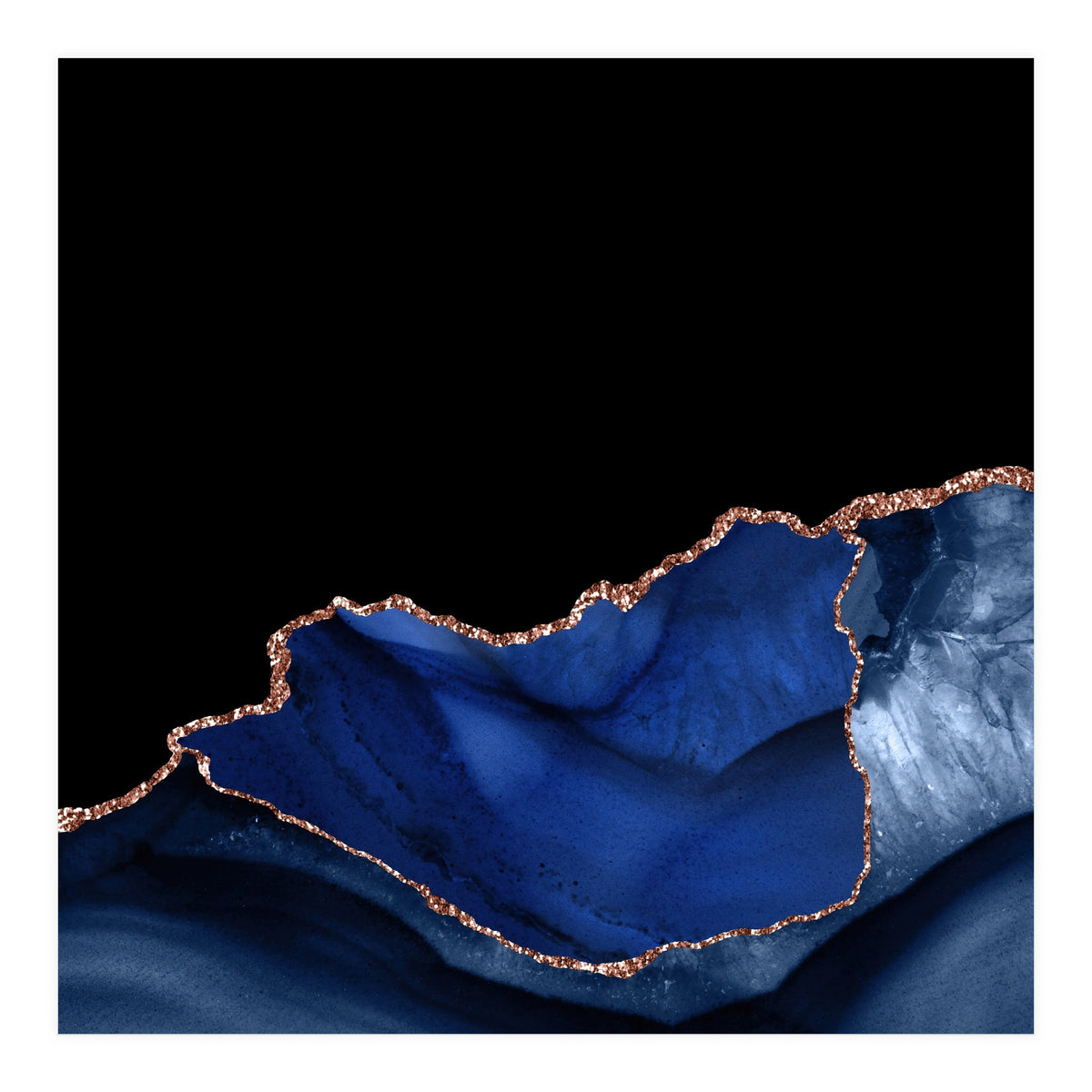 Navy & Rose Gold Agate Texture 06 (Print Only)