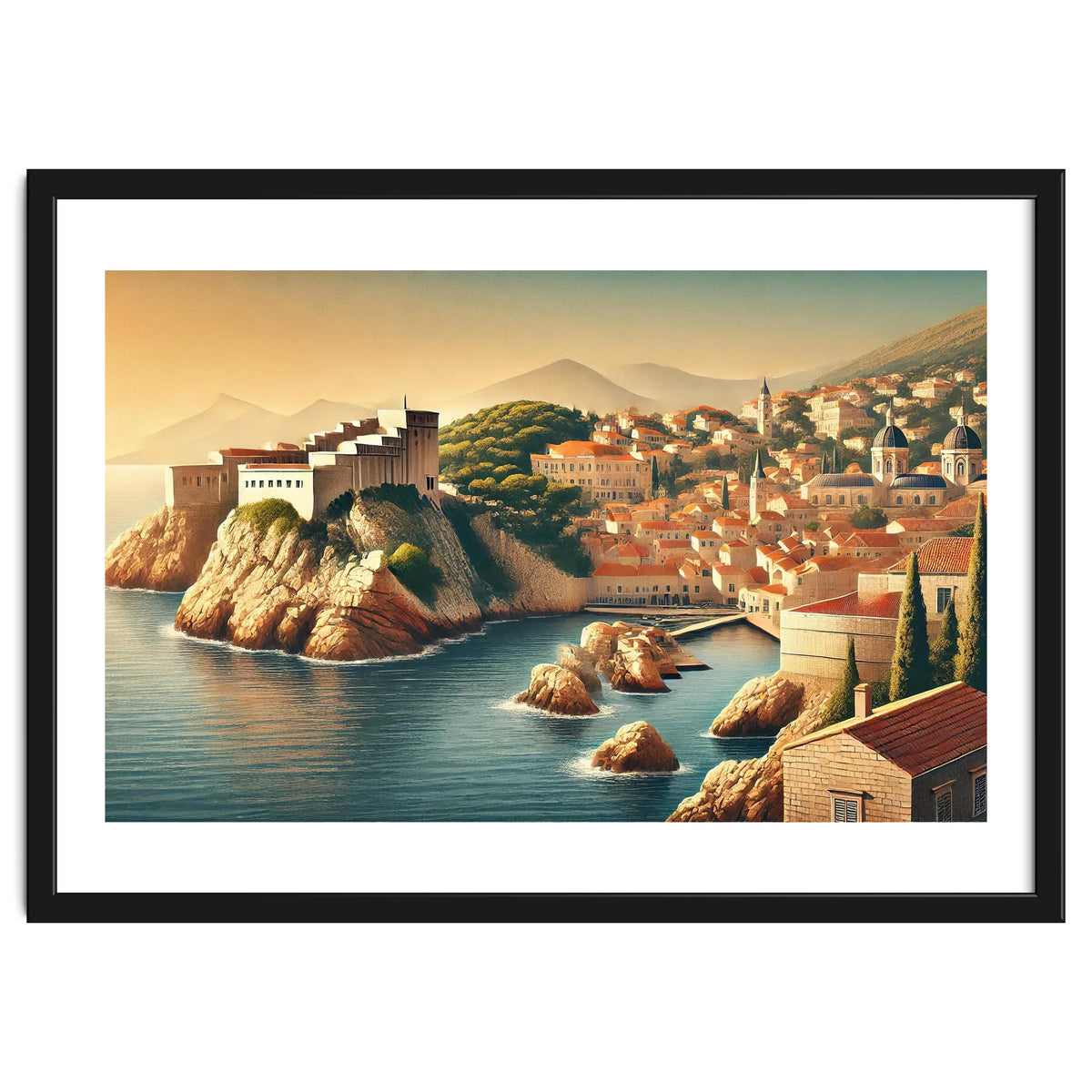 Vintage Croatia, Dubrovnik Coastal Poster