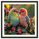 Lovebirds Couple Sitting On A Branch With Berries thumbnail