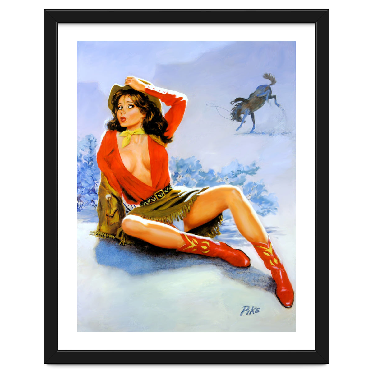 Pinup Girl Fell From A Wild Horse