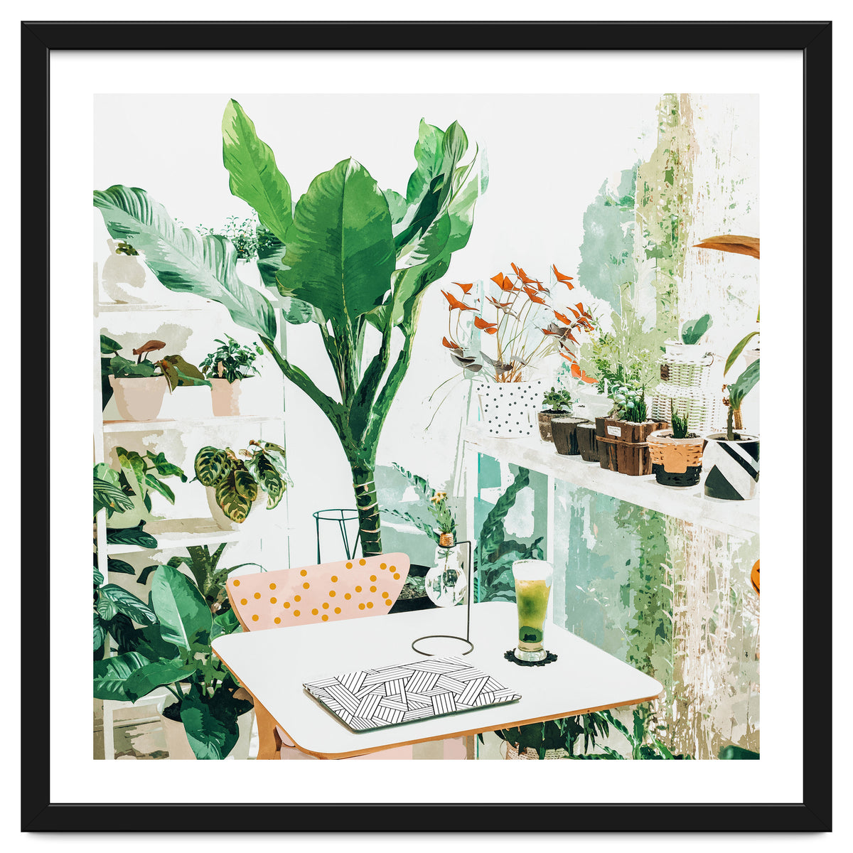 Junglow, Urban Jungle Botanical Home decor, Tropical Plants Interior Design Plant Lady Painting