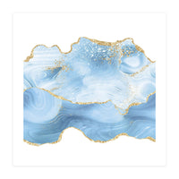 Blue & Gold Glitter Agate Texture 05 (Print Only)