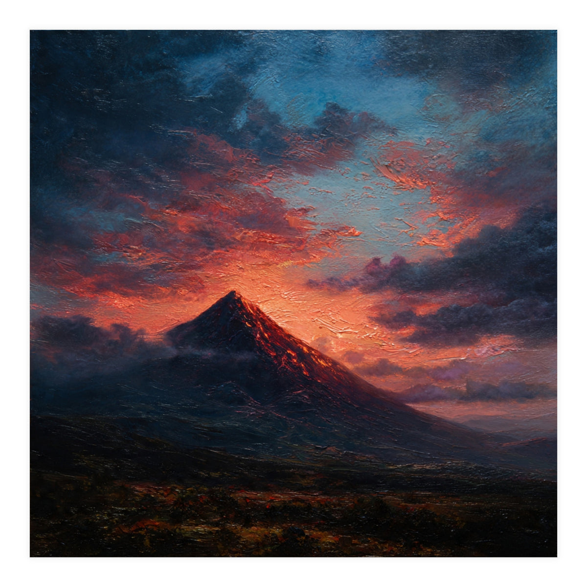 Majestic Mountain Peak at Sunset (Print Only)