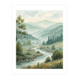 Serene River Valley in Soft Watercolor (Print Only) thumbnail