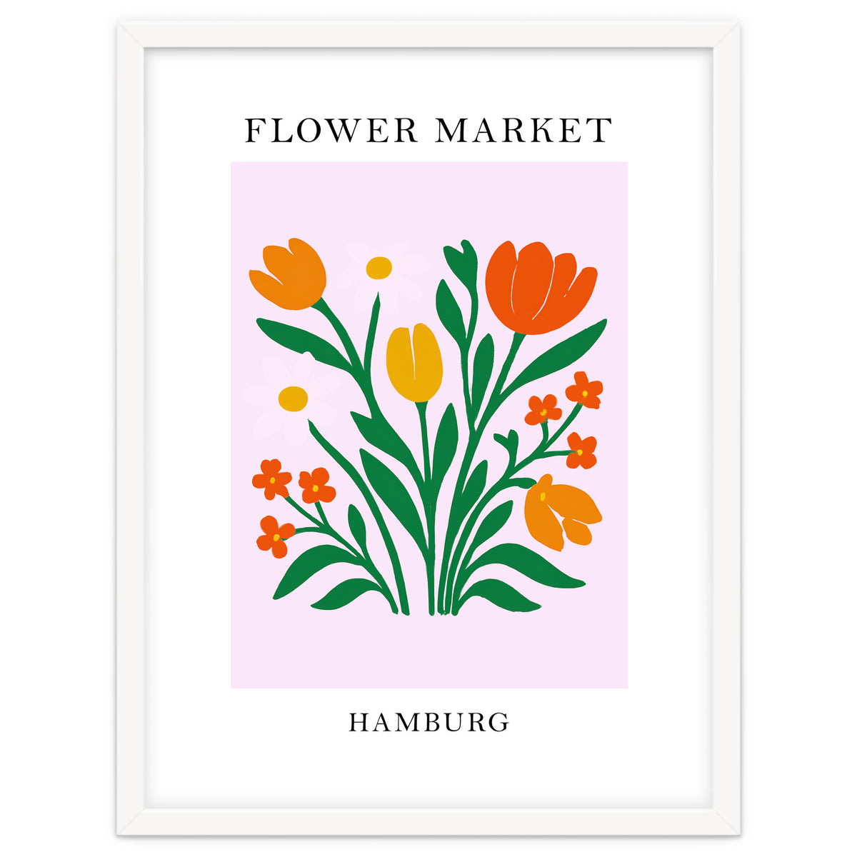 Hamburg Flower Market - Vibrant Modern Folk Art Print