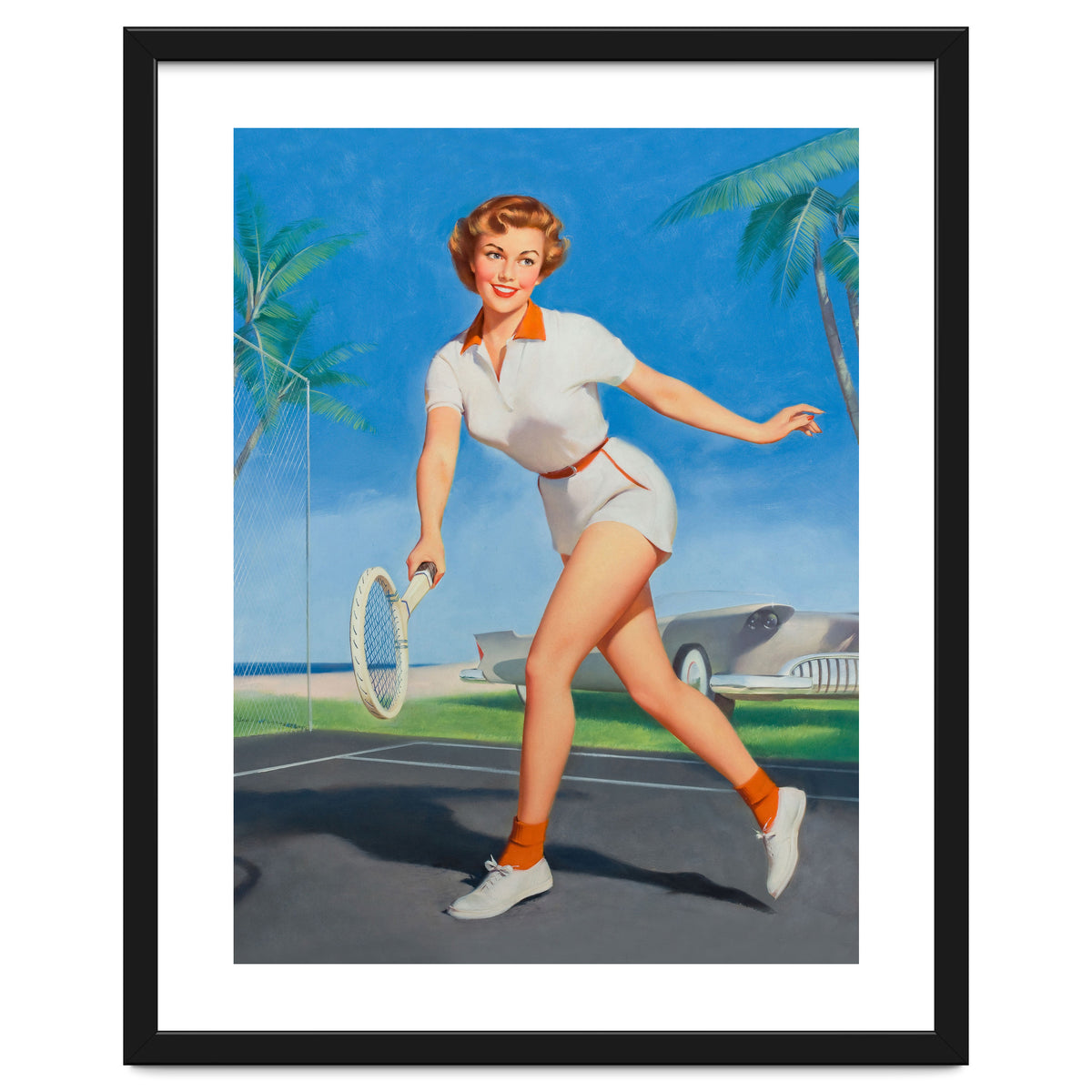 Pinup Girl On The Tennis Course