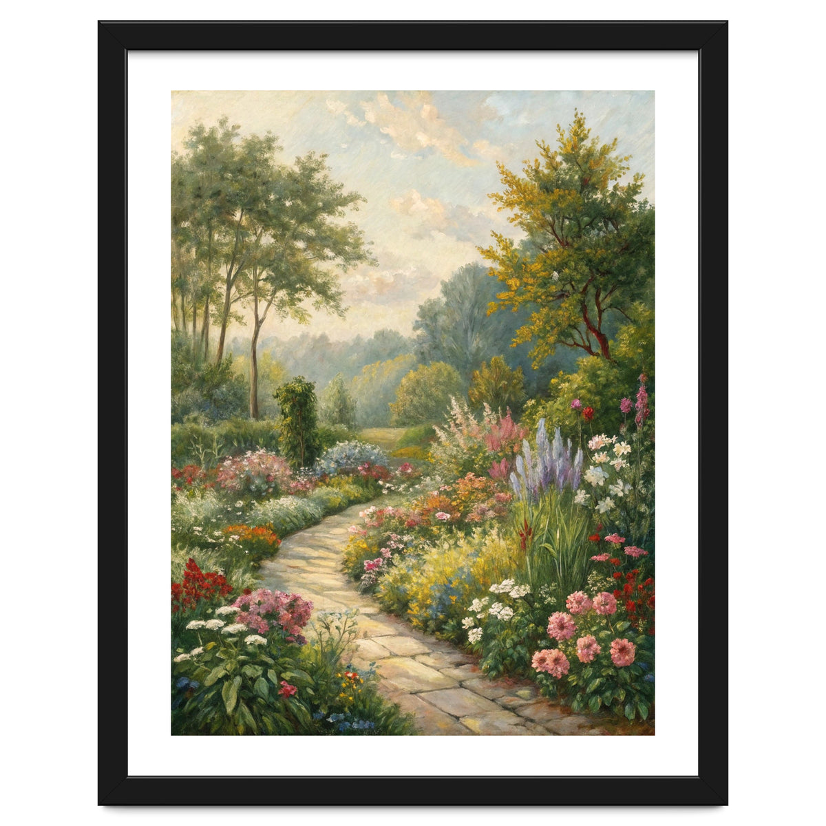 Enchanted English Cottage Garden Oil Painting